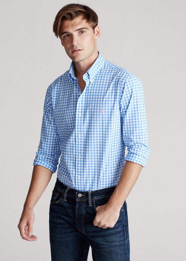 Men's Polo Ralph Lauren Gingham Poplin Shirts | 702164GCB